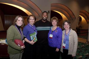 School Board Member meeting LeRoy Butler at State School Board Convention